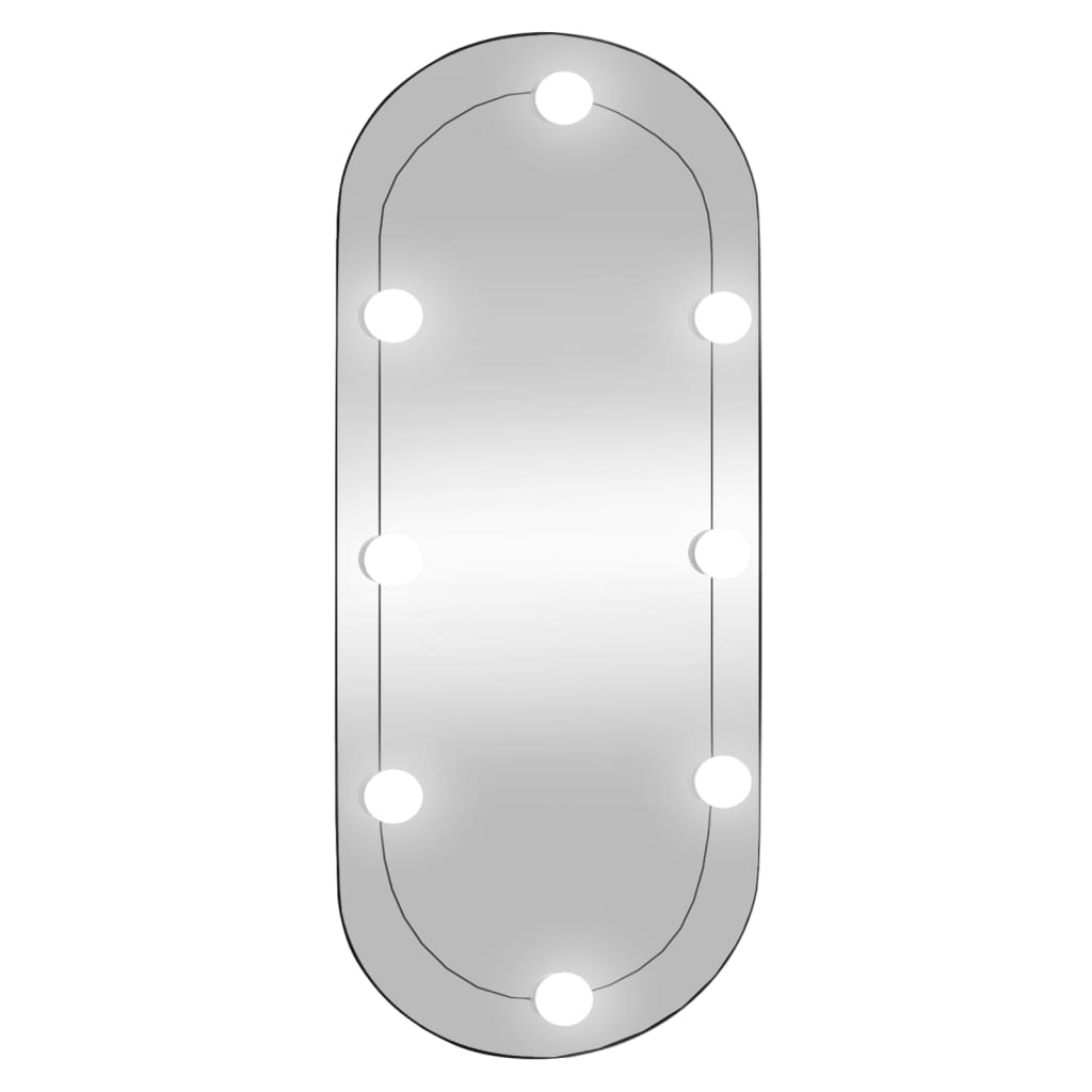 Wandspiegel met LED's ovaal 15x40 cm glas