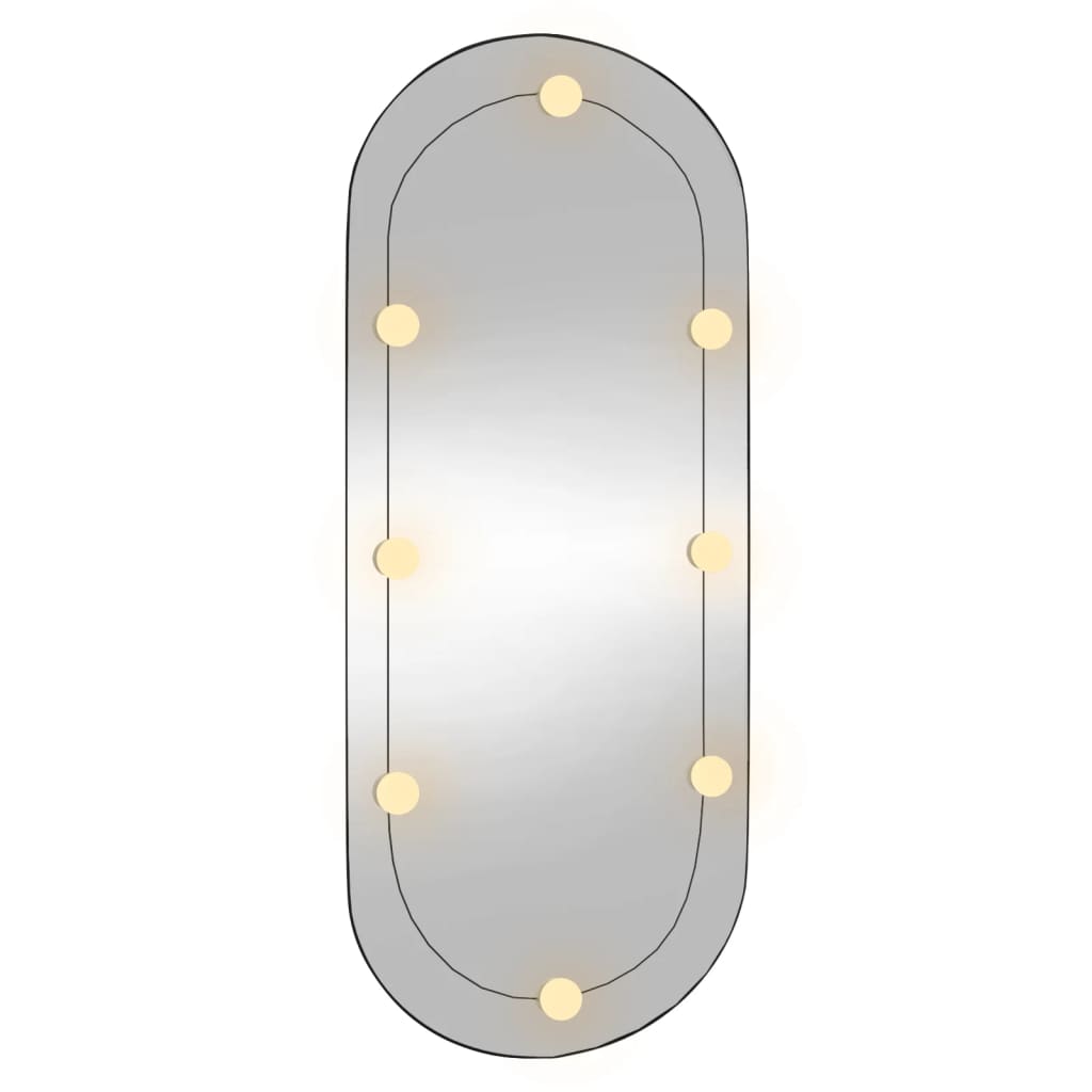 Wandspiegel met LED's ovaal 15x40 cm glas