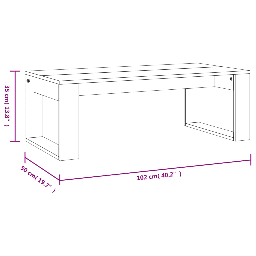 Salontafel 102x50x35 cm bewerkt hout