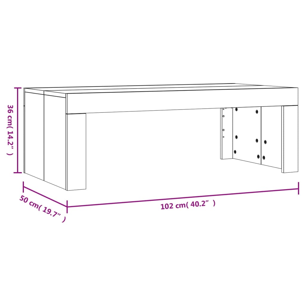 Table basse 102x50x36 cm en bois travaillé