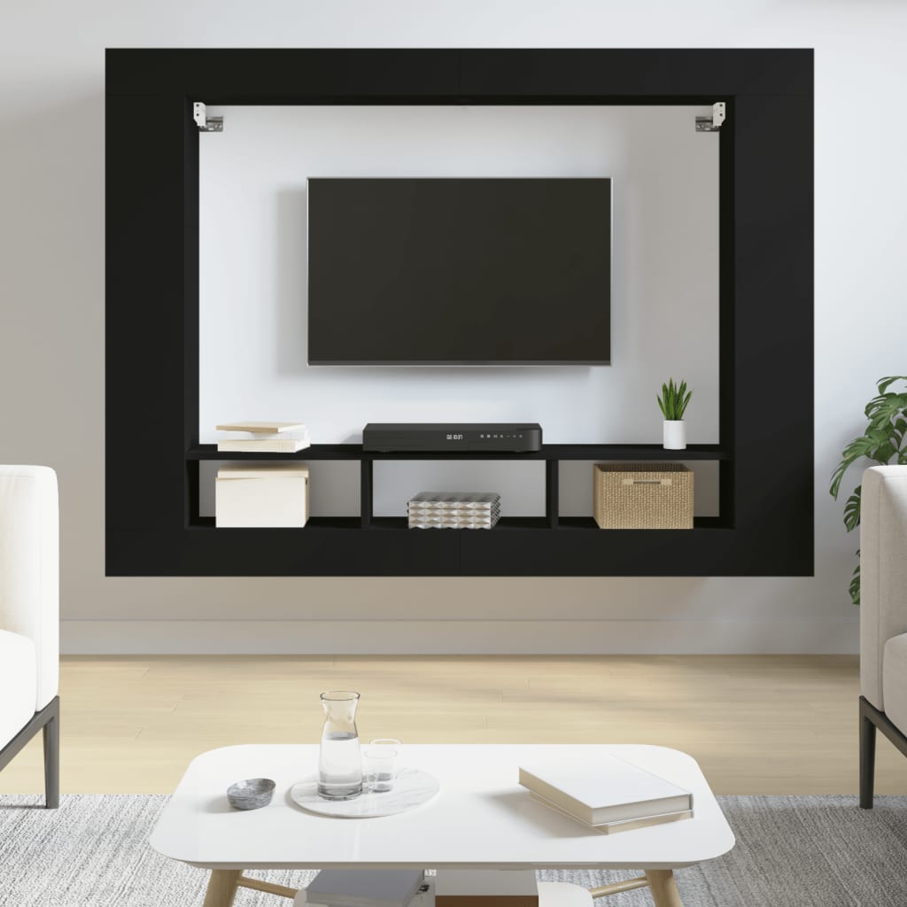 Meuble TV 152x22x113 cm en bois travaillé