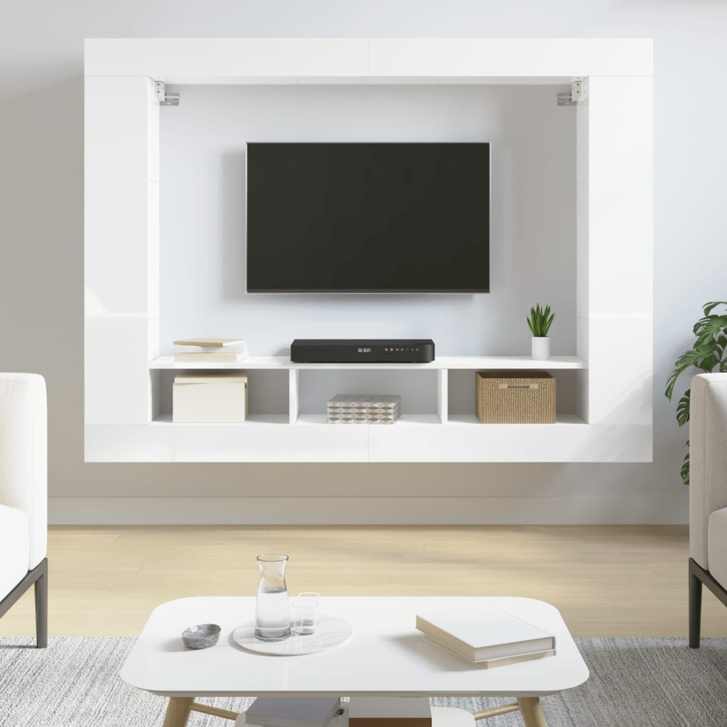 Meuble TV 152x22x113 cm en bois travaillé