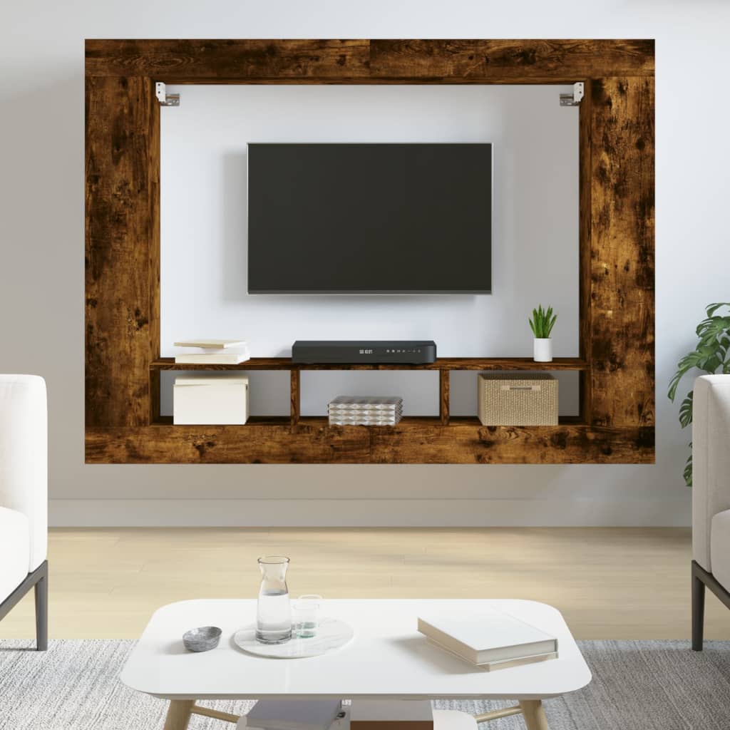 Meuble TV 152x22x113 cm en bois travaillé