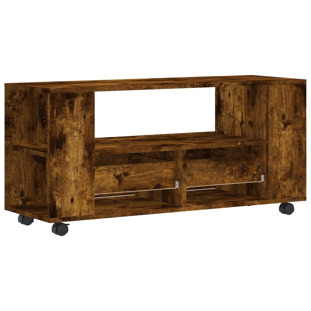 Tv-meubel met wielen 102x34,5x43 cm bewerkt hout oud hout