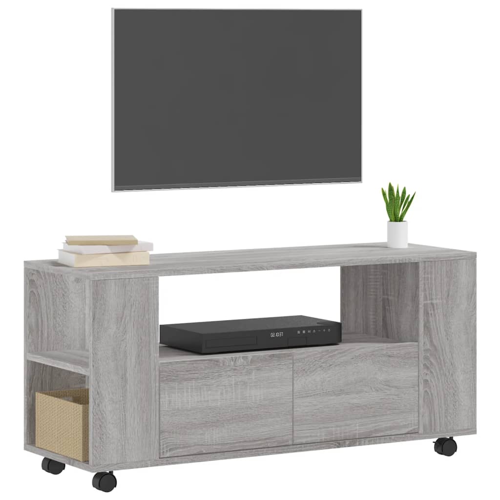 Tv-meubel met wielen 102x34,5x43 cm bewerkt hout oud hout