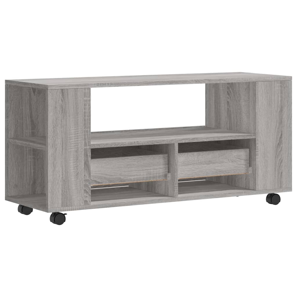 Tv-meubel met wielen 102x34,5x43 cm bewerkt hout oud hout