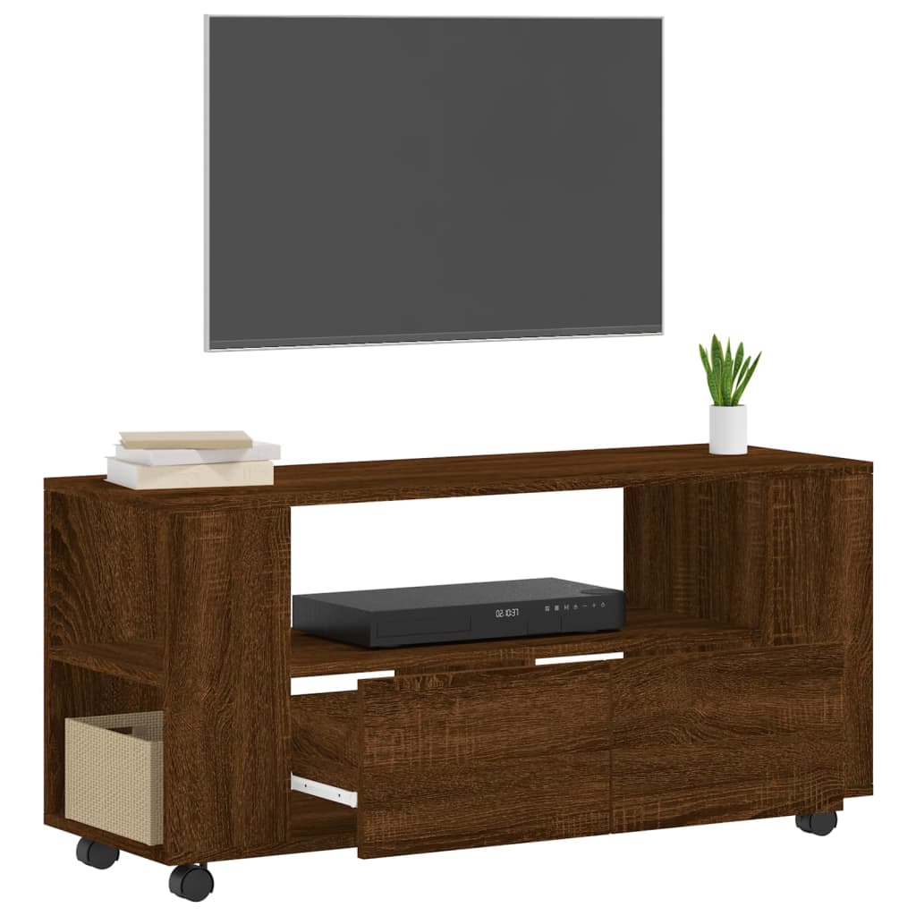 Tv-meubel met wielen 102x34,5x43 cm bewerkt hout oud hout