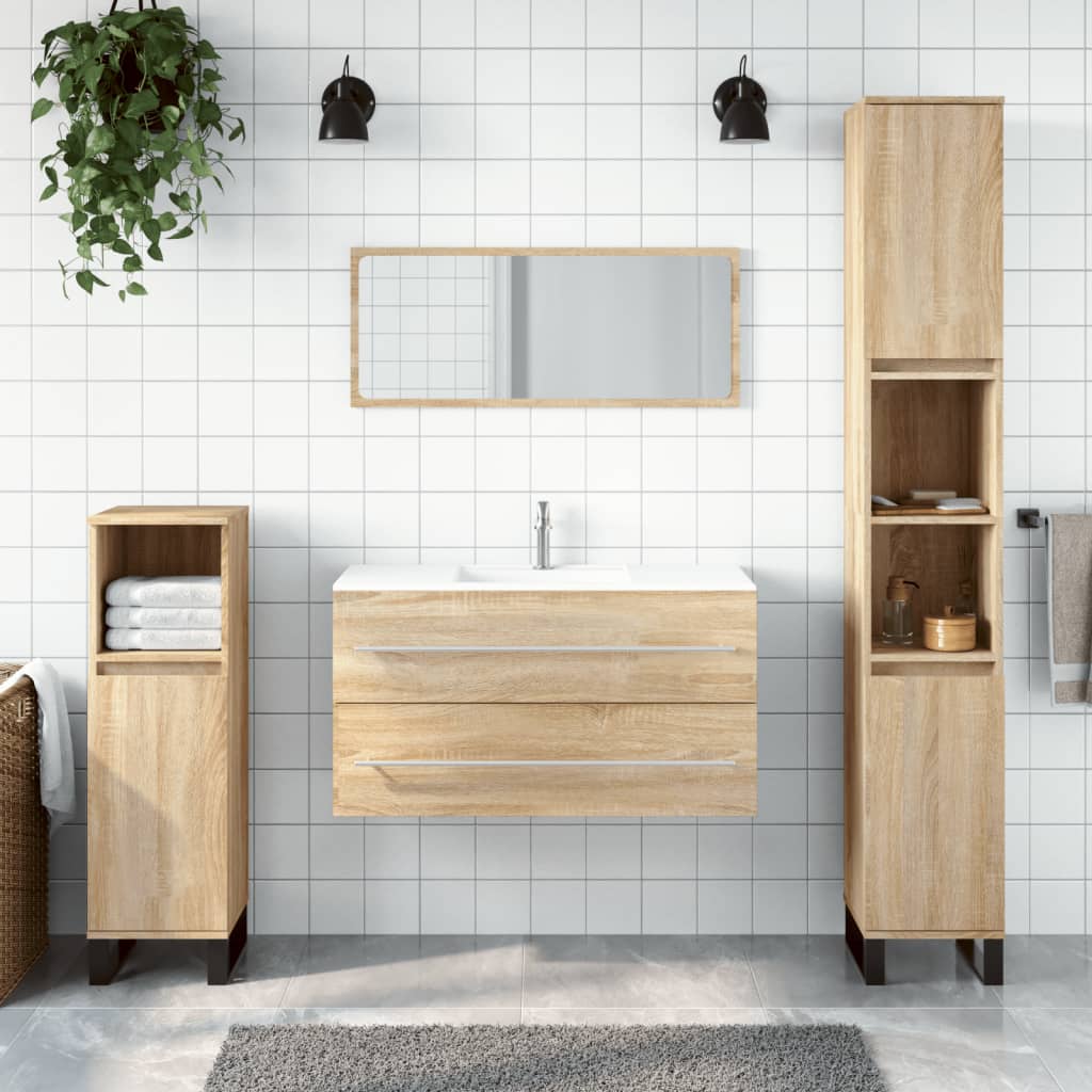 Meuble de salle de bain avec miroir, bois sculpté