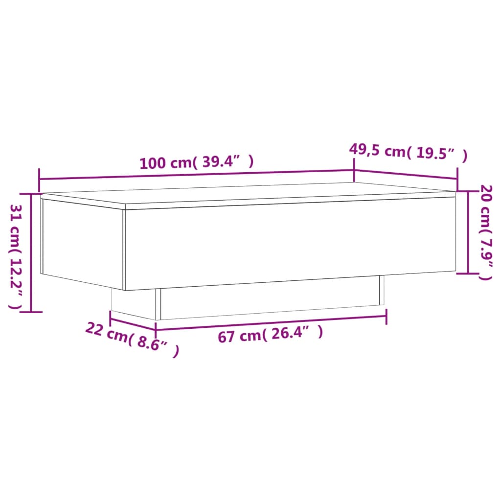 Salontafel 100x49,5x31 cm bewerkt hout