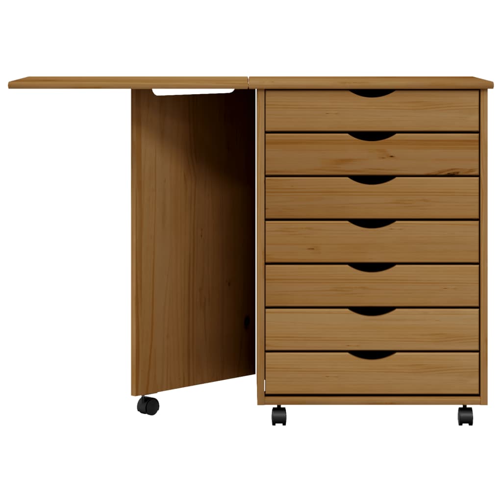 Commode avec bureau MOSS mobile en bois de pin massif blanc