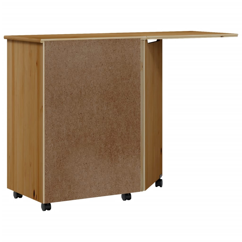 Commode avec bureau MOSS mobile en bois de pin massif blanc