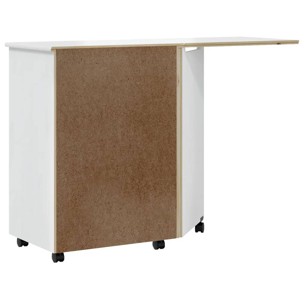 Commode avec bureau MOSS mobile en bois de pin massif blanc