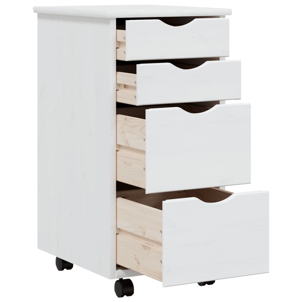 Commode MOSS mobile en bois de pin massif blanc