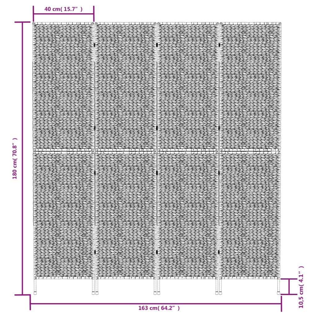 Kamerscherm met 3 panelen 122x180 cm waterhyacint