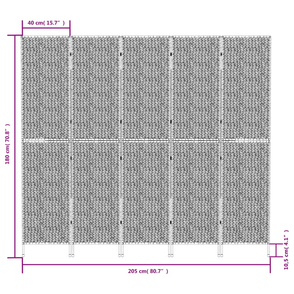 Kamerscherm met 3 panelen 122x180 cm waterhyacint