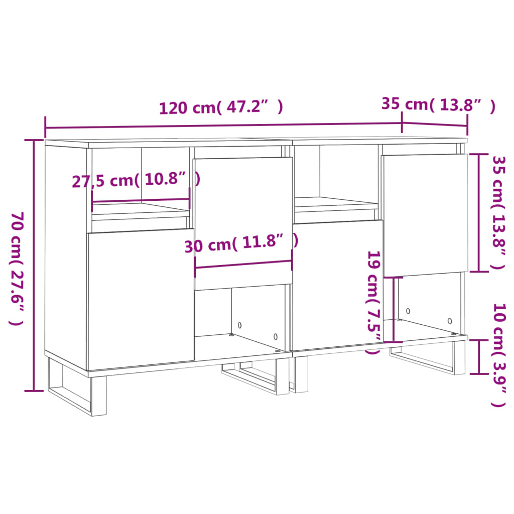 Buffets 2 pcs en bois travaillé.