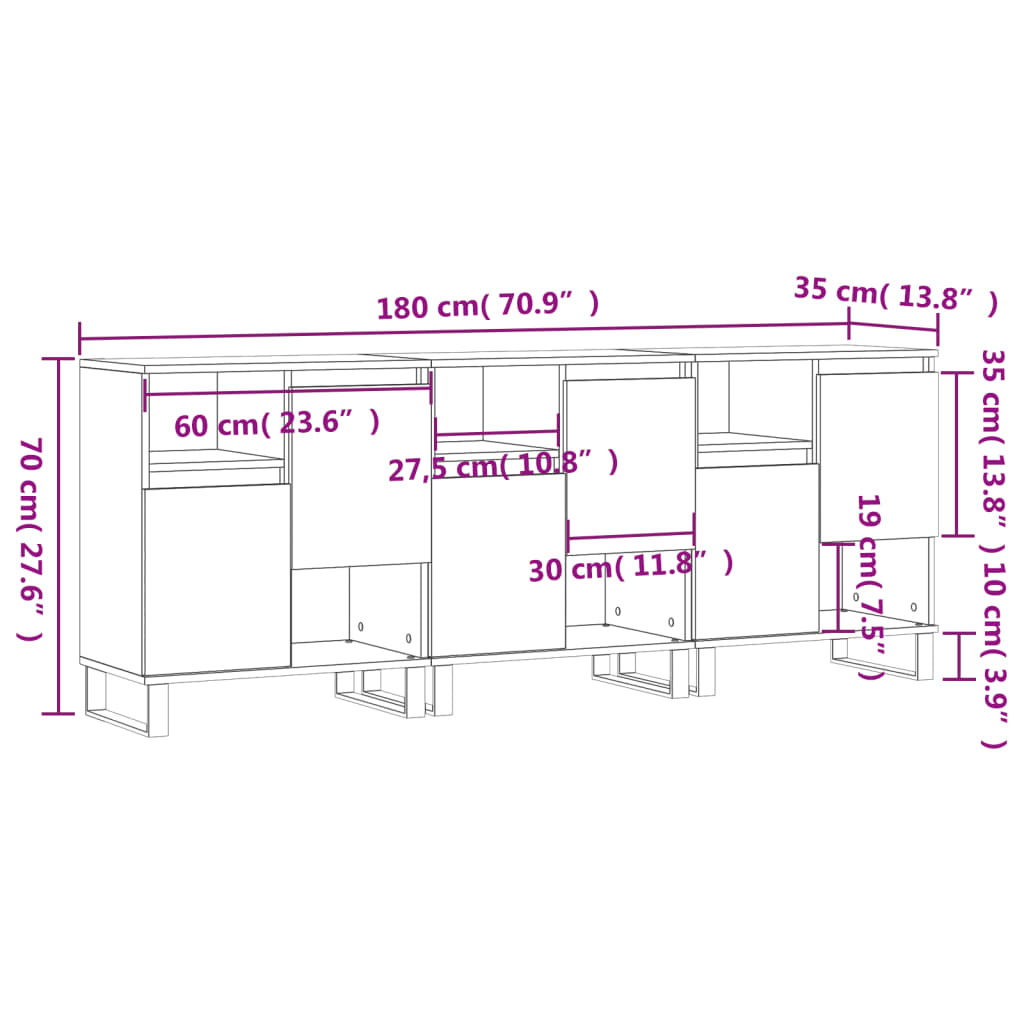 Buffets 2 pcs en bois travaillé.