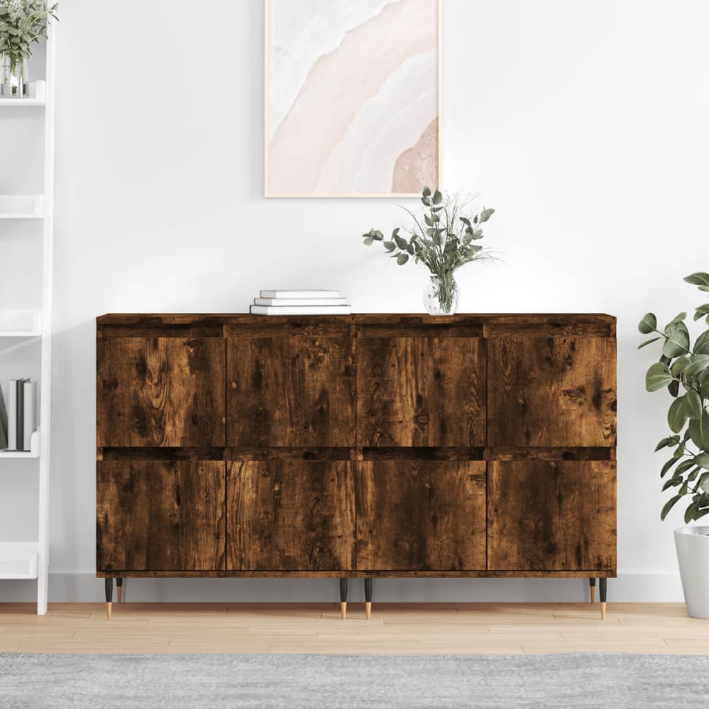 Buffets 3 pcs en bois ouvré couleur chêne