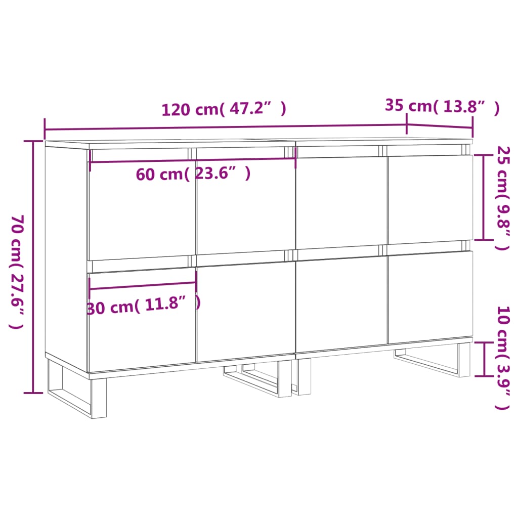 Buffets 2 pcs en bois travaillé.