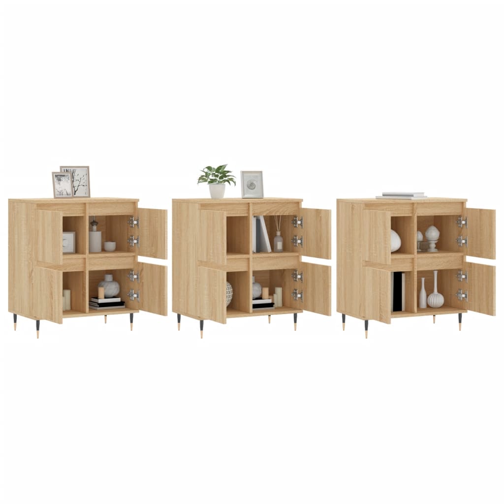 Buffets 3 pcs en bois ouvré couleur chêne