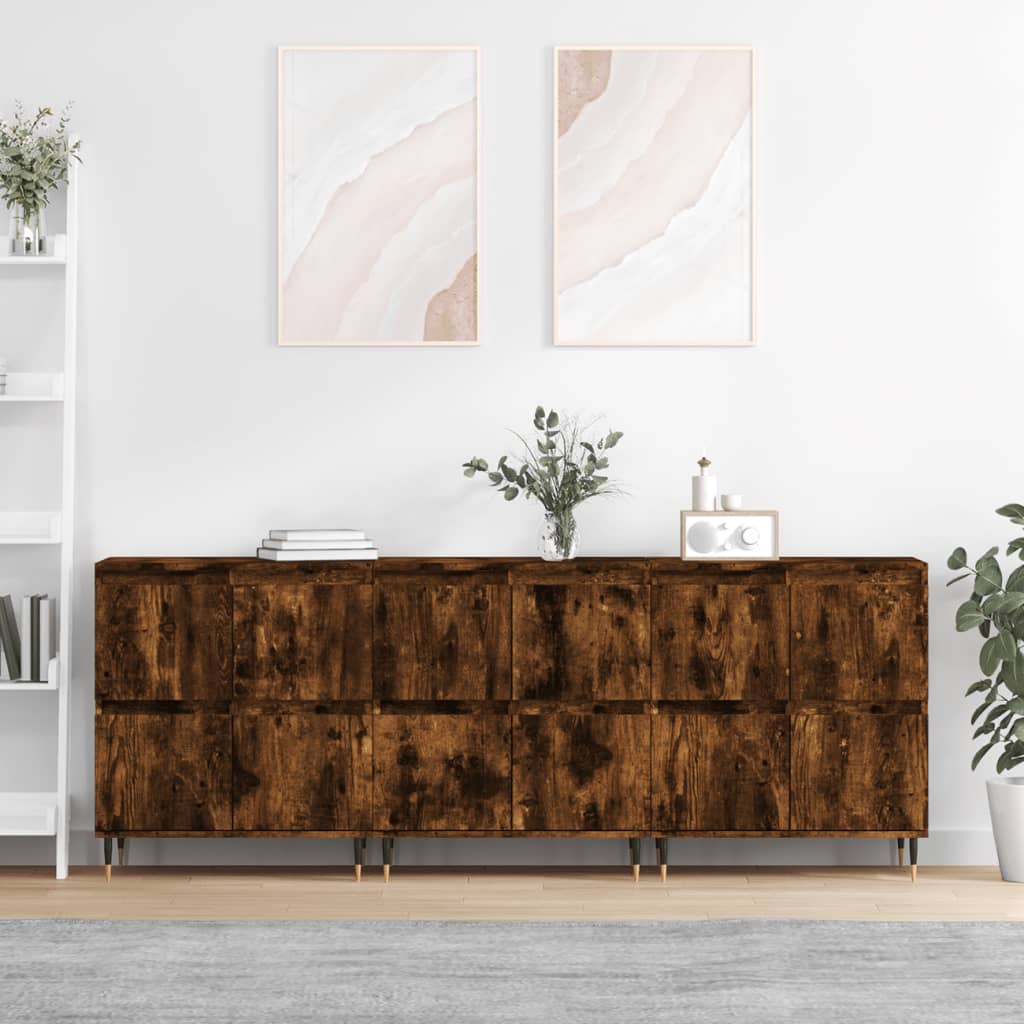 Buffets 3 pcs en bois ouvré couleur chêne