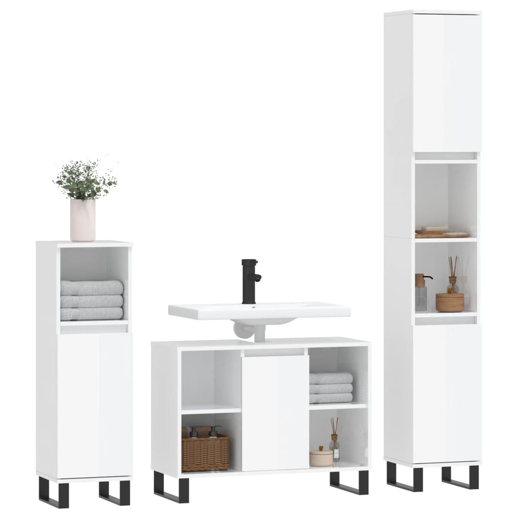 Ensemble de meubles de salle de bain 3 pièces en bois couleur chêne