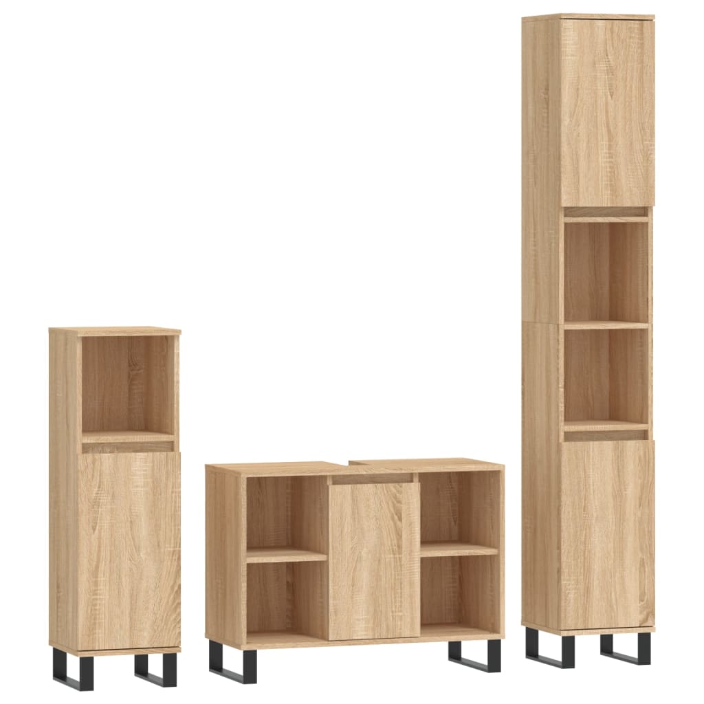 Ensemble de meubles de salle de bain 3 pièces en bois couleur chêne