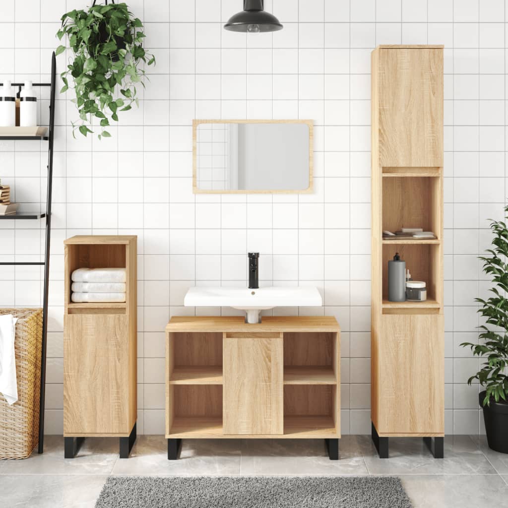 Ensemble de meubles de salle de bain 3 pièces en bois couleur chêne