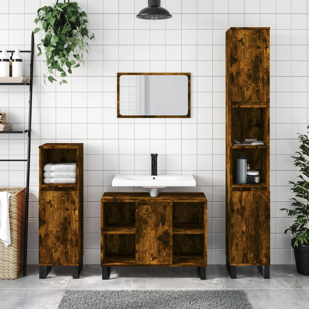 Ensemble de meubles de salle de bain 3 pièces en bois couleur chêne