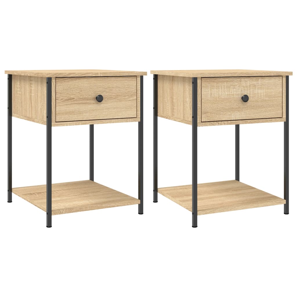 Tables de chevet 2 pcs 44x45x58 cm bois fini couleur chêne