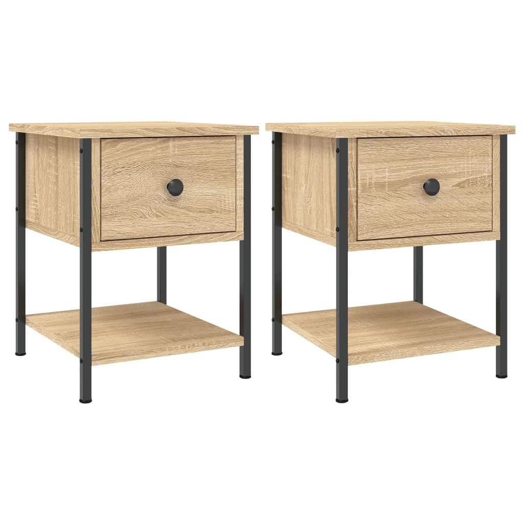 Tables de chevet 2 pcs 34x35,5x45 cm couleur chêne