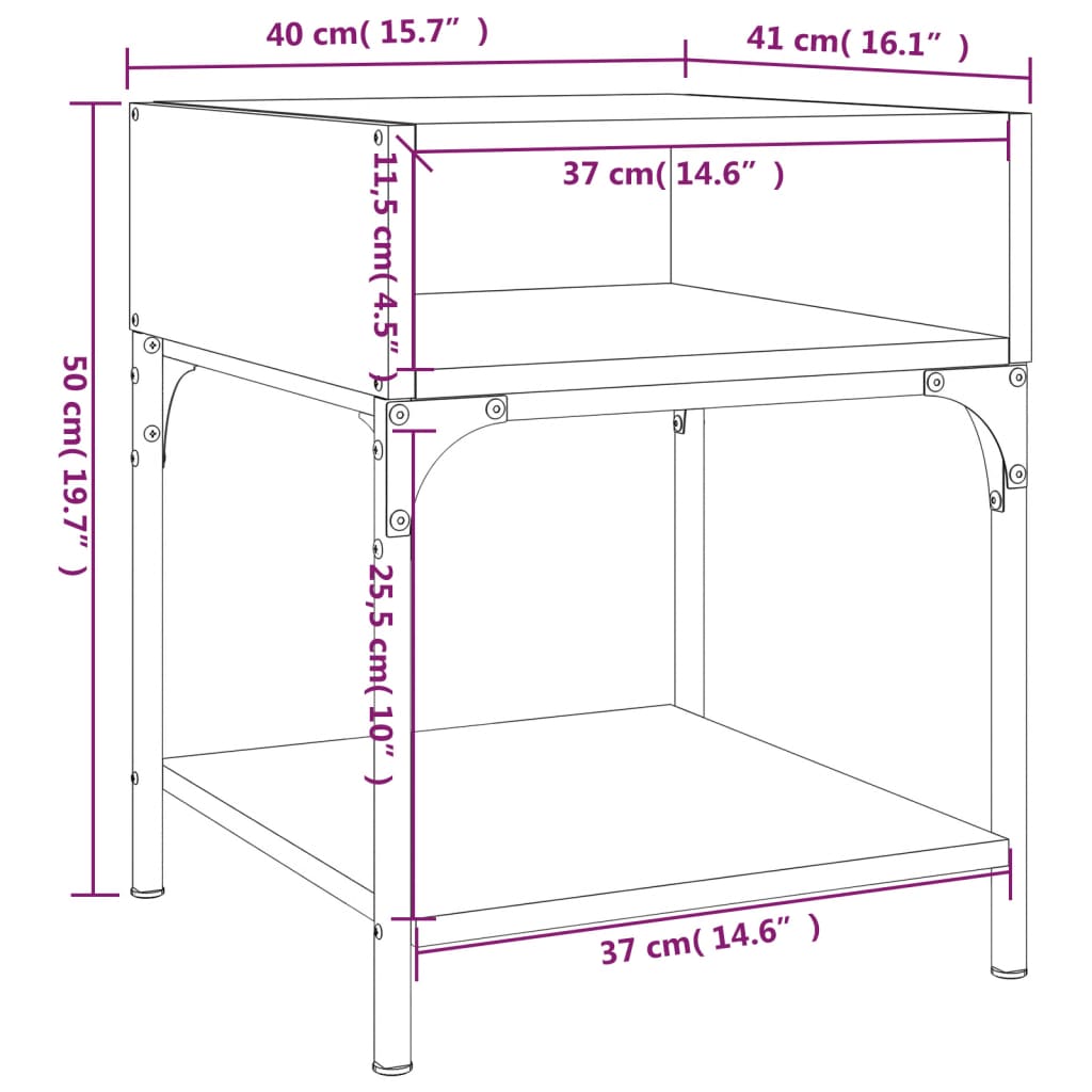 Tables de chevet 2 pcs 40x41x50 cm en dérivé du bois couleur chêne