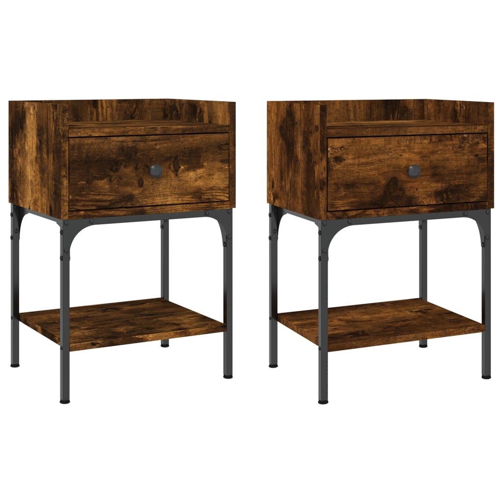 Tables de chevet 2 pcs 40,5x31x60 cm bois fini couleur chêne marron