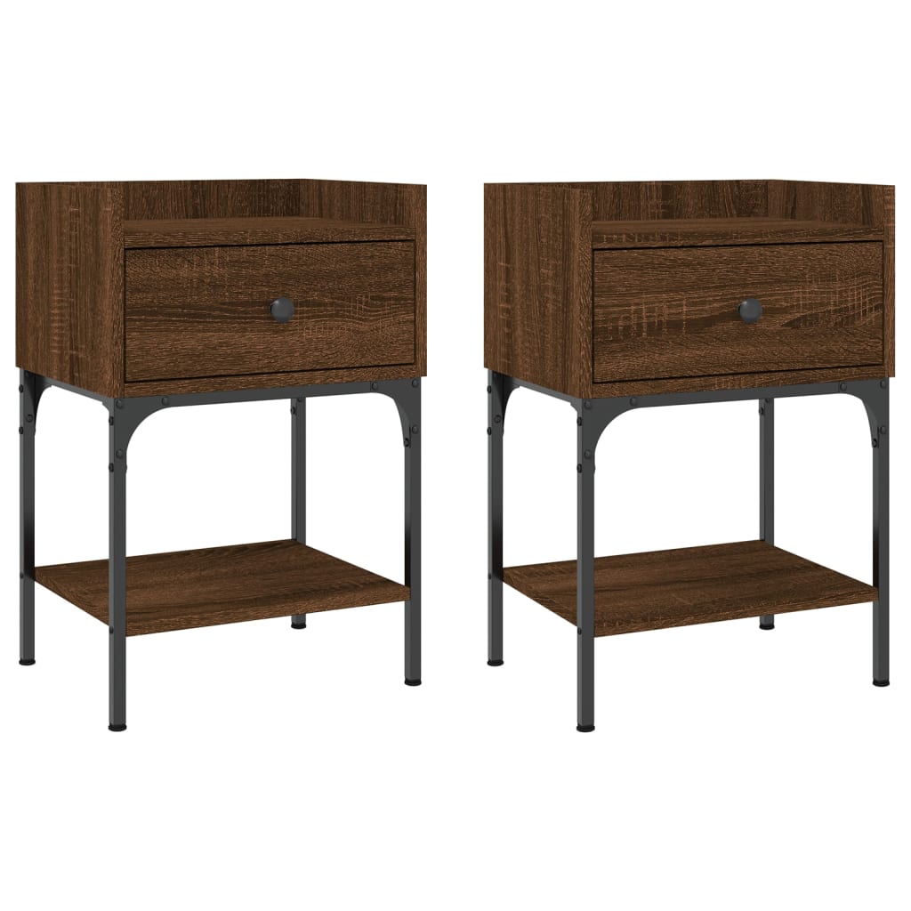 Tables de chevet 2 pcs 40,5x31x60 cm bois fini couleur chêne marron