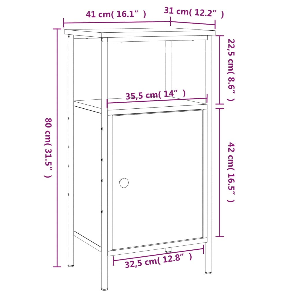 Tables de chevet 2 pcs 41x31x80 cm bois fini