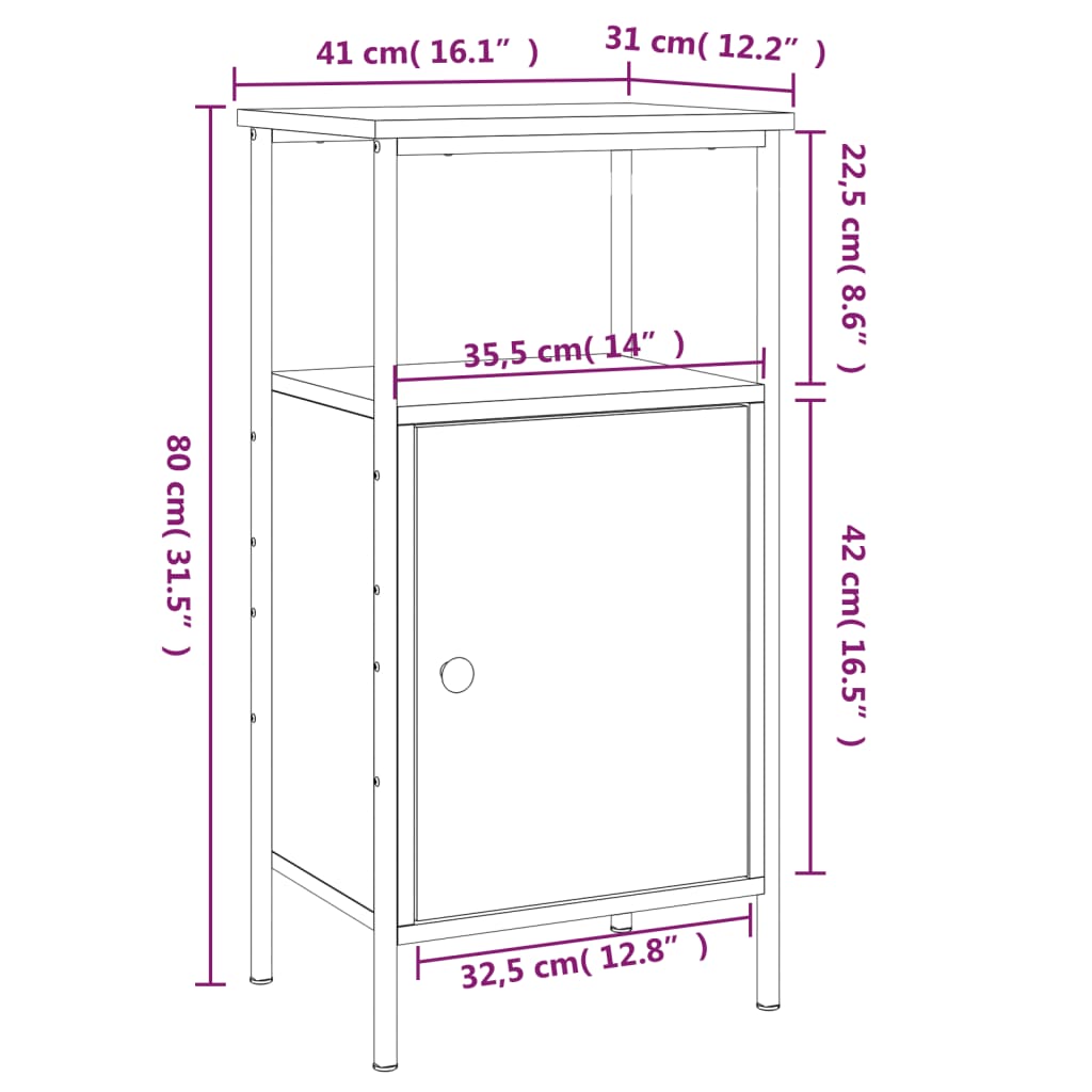 Nachtkastjes 2 st 41x31x80 cm bewerkt hout