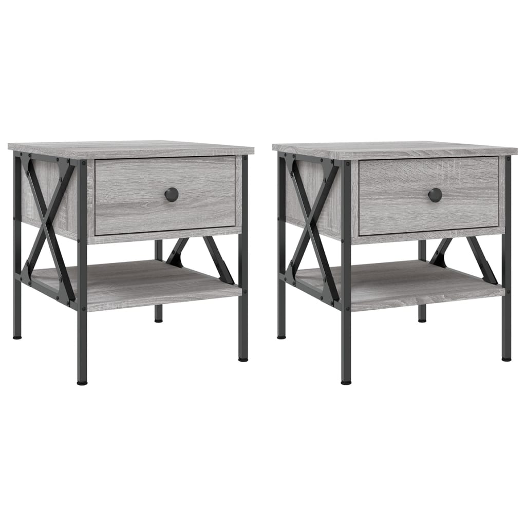 Tables de chevet 2 pcs 40x42x45 cm bois fini