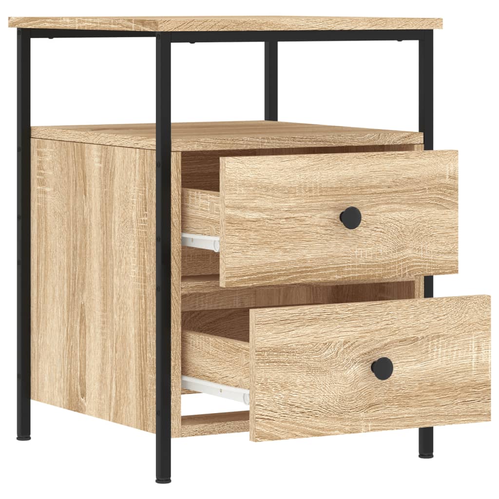 Nachtkastjes 2 st 44x45x60 cm bewerkt hout eikenkleurig