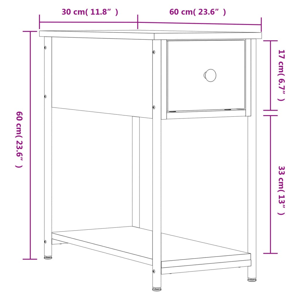 Tables de chevet 2 pcs 30x60x60 cm bois fini