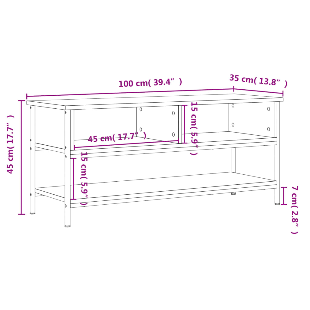 Tv-meubel 100x35x45 cm bewerkt hout eikenkleurig