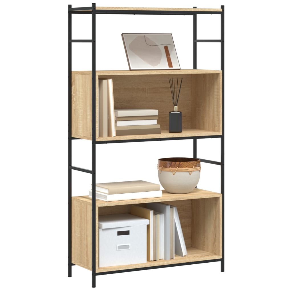 Boekenrek 80x30x78,5 cm bewerkt hout en ijzer