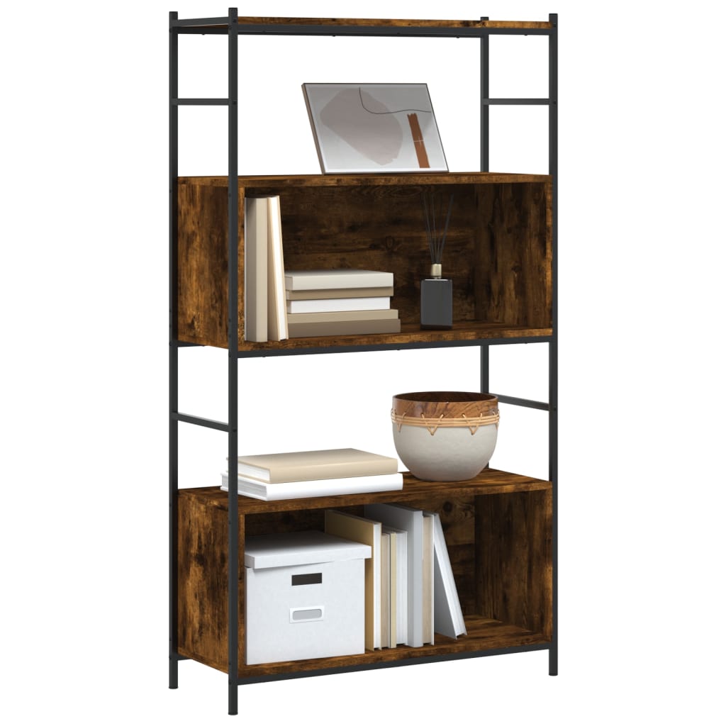 Boekenrek 80x30x78,5 cm bewerkt hout en ijzer