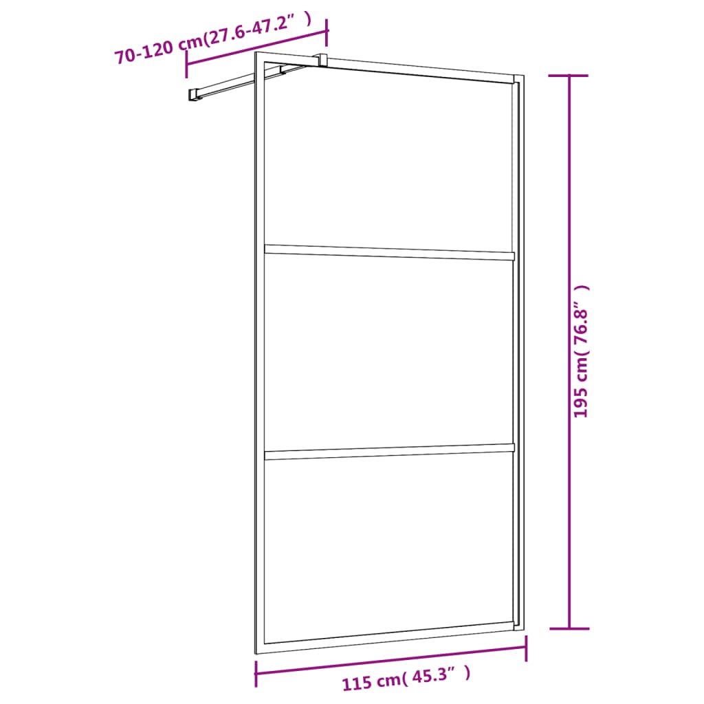 Inloopdouchewand transparant 115x195 cm ESG-glas