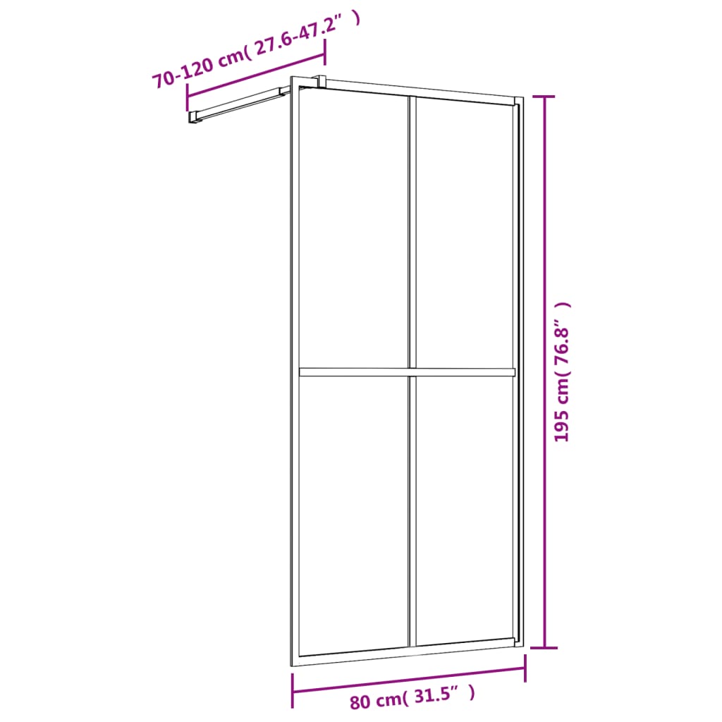 Inloopdouchewand 118x190 cm transparant gehard glas