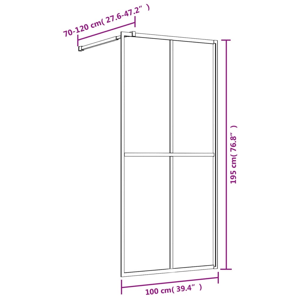 Inloopdouchewand transparant 100x195 cm ESG-glas goudkleurig