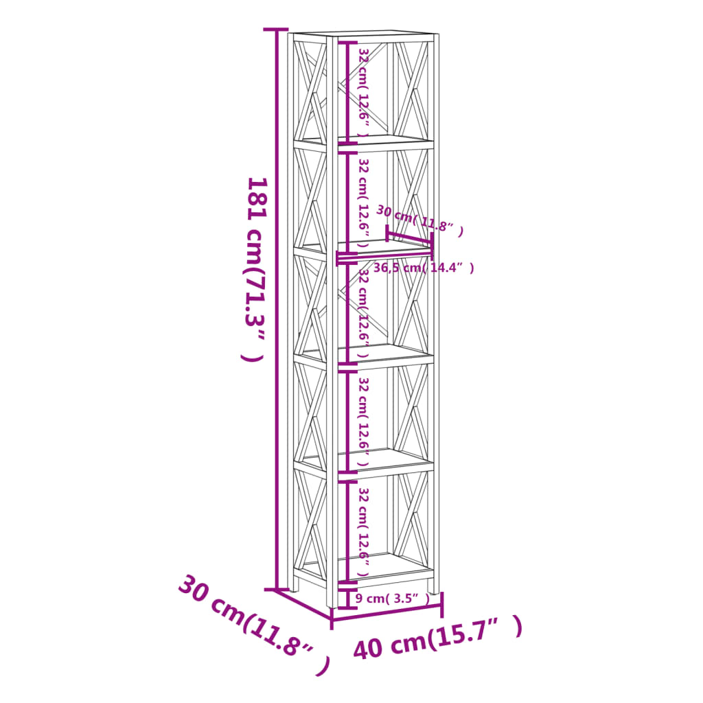 Etagère 4 niveaux 80x30x112 cm chêne massif