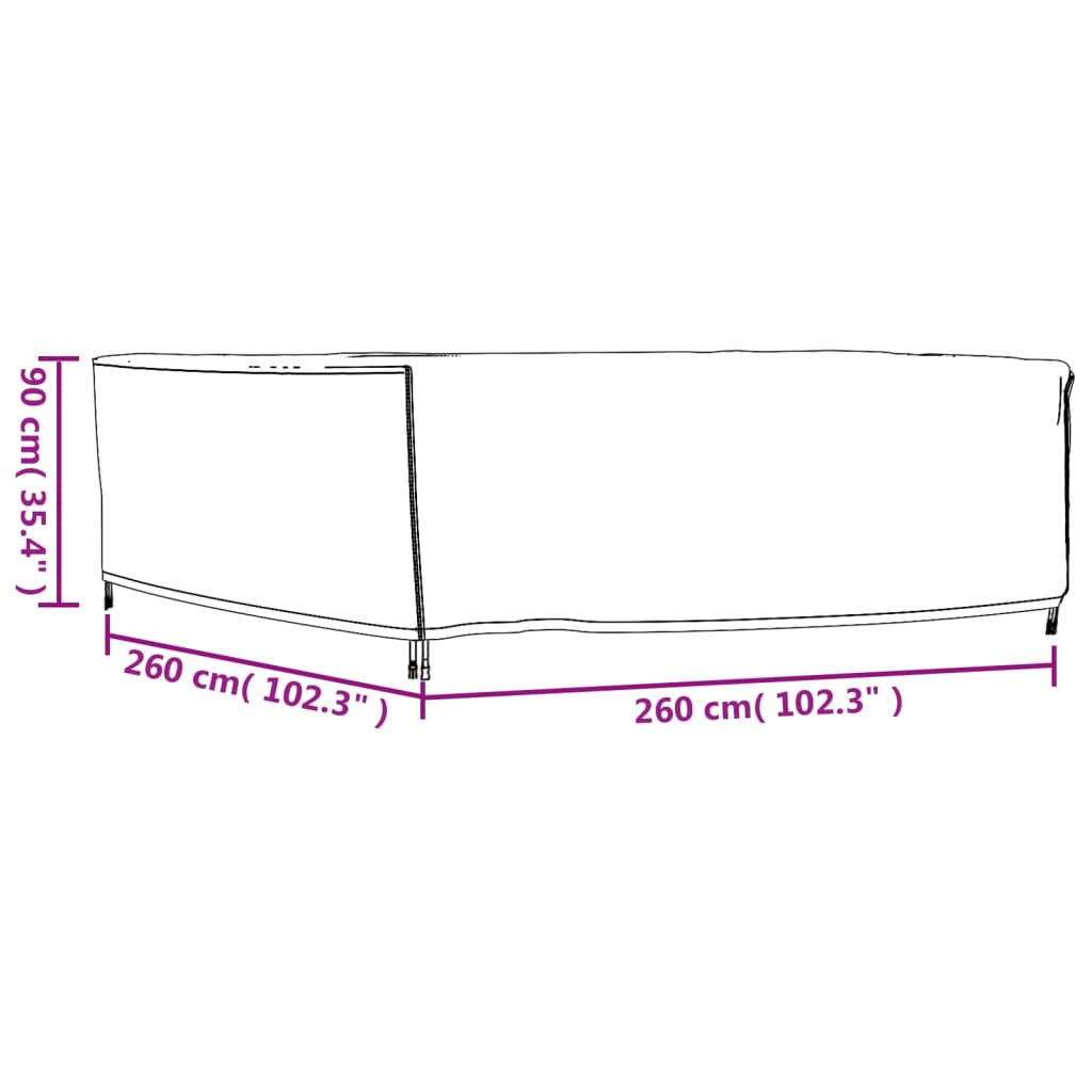 Tuinmeubelhoes waterdicht 420D 260x260x90 cm zwart