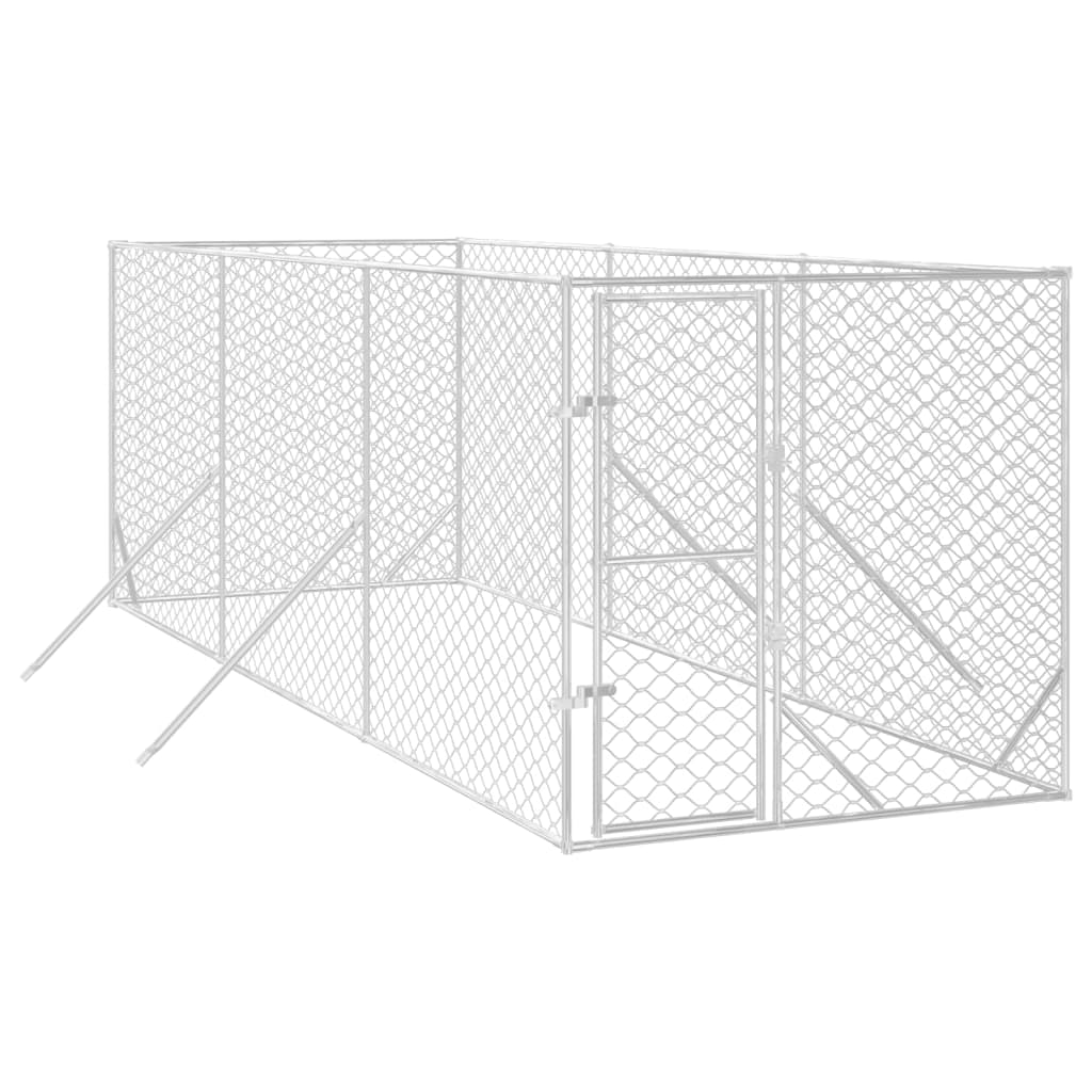 Hondenkennel voor buiten 4x16x2 m gegalvaniseerd staal zilver