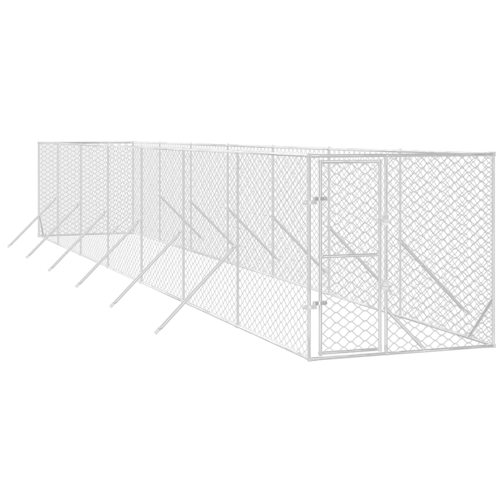 Hondenkennel voor buiten 4x16x2 m gegalvaniseerd staal zilver