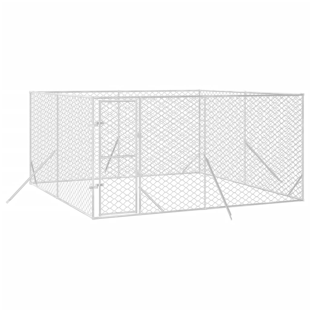 Hondenkennel voor buiten 4x16x2 m gegalvaniseerd staal zilver